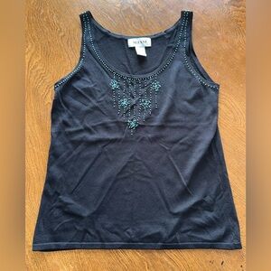 Alfani Beaded Black Ribbed Tank, size medium